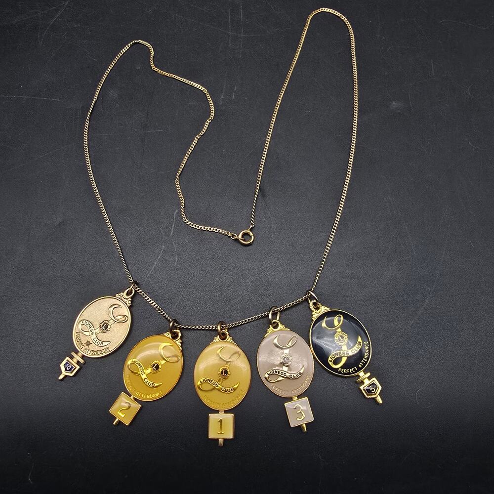 Lioness Club Awards Pendant Necklace Lions Club Gold Filled Chain